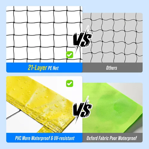 Miniatura 6 de Outdoor Volleyball Net Set for Backyard & Beach, 32FT Regulation Size, Easy Setup Adjustable Height Poles, Portable Net System with PU Volleyball