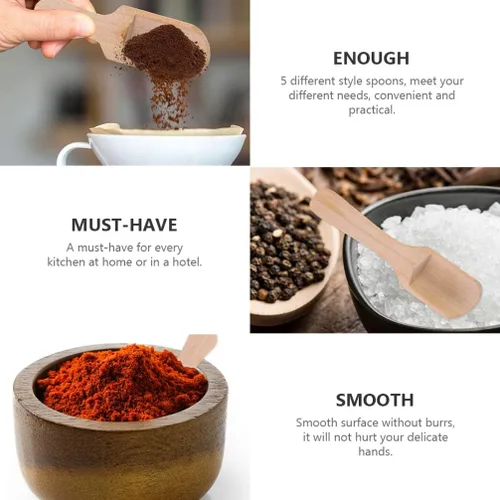 Miniatura 5 de DOITOOL Juego de 10 cucharas de sal pequeñas de madera, cuchara de sal de madera, mini cucharada de té y condimentos para hojas de té, condimentos