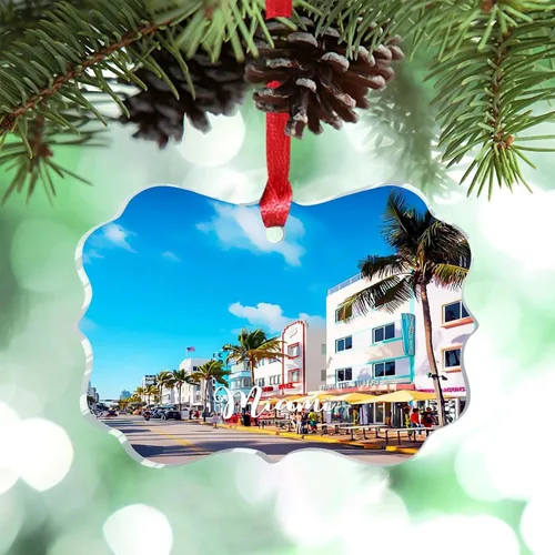 Miniatura 14 de Adornos de Navidad de California Estados Unidos, paisaje urbano de Los Ángeles, adornos de árbol de Navidad, adornos de Navidad personalizados