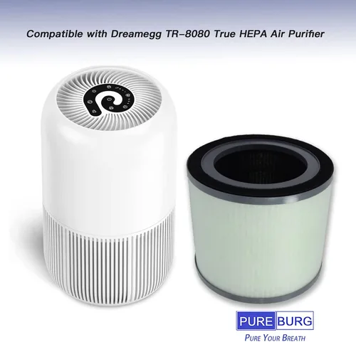 Miniatura 2 de PUREBURG Filtro de repuesto compatible con el purificador de aire Dreamegg TR-8080, paquete de 2 compuestos orgánicos volátiles de carbón activado