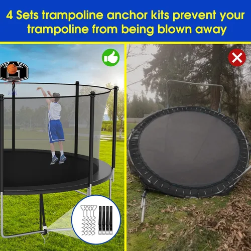 Miniatura 7 de SKYUP Tranpoline 1500LBS 16 15 14 12 10 8 FT Tranpoline for 7-10 Kids and Adults, Heavy-Duty Outdoor Tranpoline with Enclosure Net, Basketball Hoop