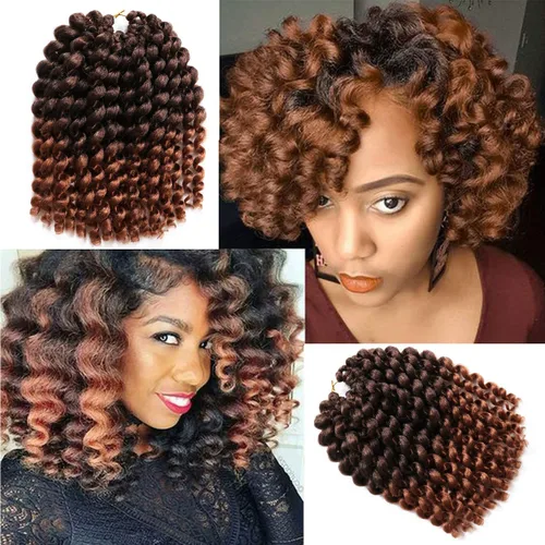 Miniatura 15 de Cabello de ganchillo Jamaicano Bounce, paquete de 4 paquetes de 6 pulgadas, varita de pelo rizado de ganchillo para mujeres negras