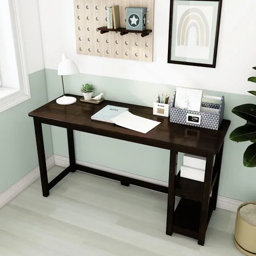 Miniatura 14 de Max & Lily Escritorio de madera maciza con estantes, 47 pulgadas, azul