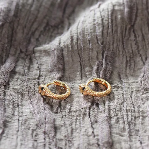 Miniatura 6 de VACRONA - Aretes tipo arracadas para mujer, chapados en oro de 14 quilates, diseño de aro de arracada
