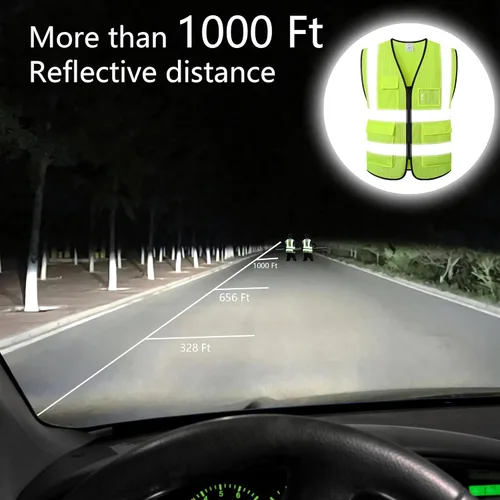 Miniatura 5 de Chaleco de seguridad reflectante para hombres y mujeres, chaleco de construcción que cumple con el estándar ANSI/ISEA Amarillo