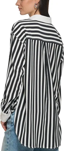 Miniatura 3 de Karl Lagerfeld Paris Womens Soft Long Sleeve Stripe Everyday Fashion Sport Blouse