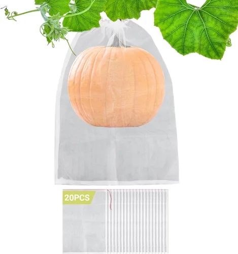 Miniatura 9 de Bolsas protectoras de frutas de malla, 50 bolsas de frutas grandes de 14 x 21 pulgadas para árboles frutales, bolsa de malla duradera para jardín