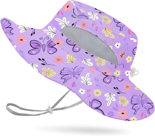 Miniatura 25 de Sombrero de sol para niñas de 2 a 8 años de malla con protección UV, sombrero de playa plegable para niñas de 2 a 8 años Azul