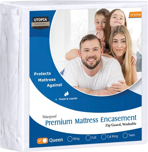 Miniatura 29 de Utopia Bedding Funda de colchón impermeable de alta calidad, protector de colchón con cremallera individual XL, 8 pulgadas de profundidad, a prueba