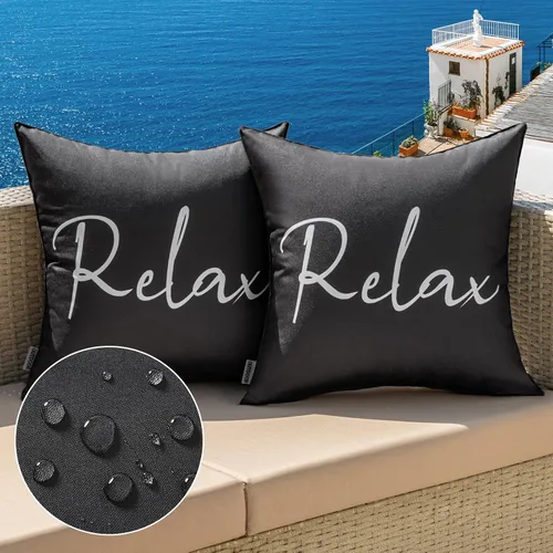 Miniatura 12 de MIULEE Juego de 2 fundas de almohada impermeables para exteriores, fundas de almohada cuadradas decorativas para exteriores, para silla, patio, Rojo