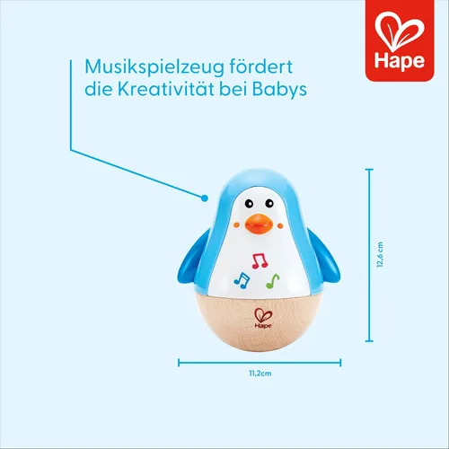 Miniatura 5 de Hape Pingüino Musical Tamborante Pingüino Melodioso Colorido y Tamborante, Juguete Roly Poly para Niños de 6 Meses+, Multicolor, 5' x 2' (E0331)