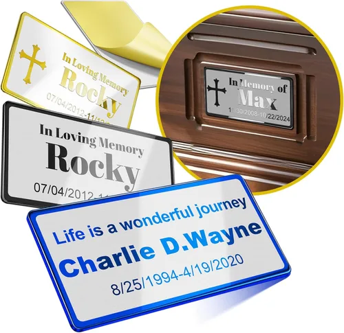 Miniatura 11 de Placa de identificación personalizada grabada con parte trasera adhesiva, placa conmemorativa personalizada de acero inoxidable, placa de nombre