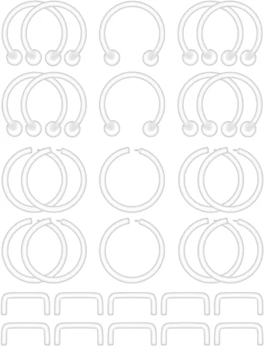 30 piezas 14G 16G Retenedor de tabique de plástico transparente anillo de tabique flexible joyería para el trabajo, cirugía deportiva, resonancia