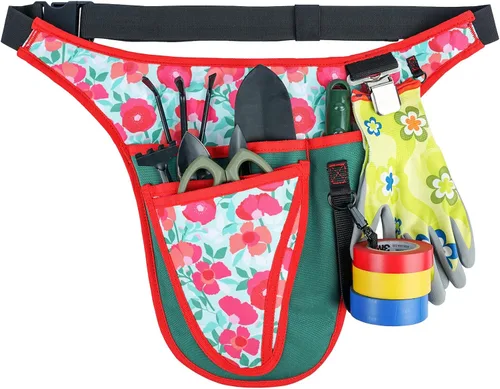 KUNN Cinturón de Herramientas de Jardín - Cinturón Organizador de Herramientas Ajustable Bolsa Bolsillo Multiusos para Jardinería, Fontanería,