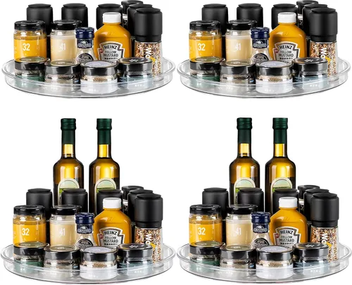 Miniatura 9 de vacane Organizador Lazy Susan de 9 pulgadas antideslizante, plato giratorio de plástico Lazy Susan para gabinete, organizador de gabinete Lazy Susan