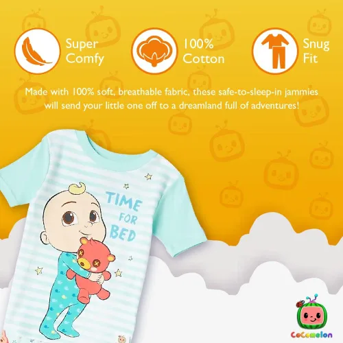 Miniatura 3 de CoComelon Conjunto de pijama de algodón de 4 piezas para niños