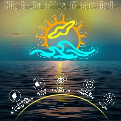 Miniatura 6 de Letrero de neón Sunset Seabird para decoración de pared, letrero de onda de neón con luz LED, letreros LED para pared de dormitorio, letreros