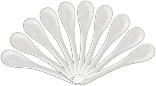 Cucharas de porcelana blanca para café, té, yogur y helado, cucharas de cerámica para cubertería de 5 pulgadas, juego de 10