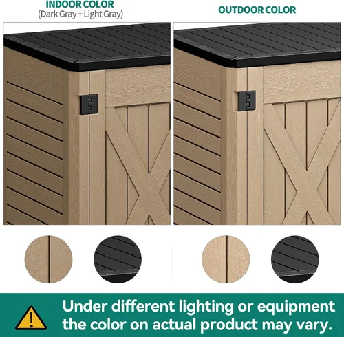 Miniatura 8 de YITAHOME - Cobertizo de almacenamiento horizontal al aire libre con puerta bloqueable en forma de X, cobertizo de herramientas de resina resistente