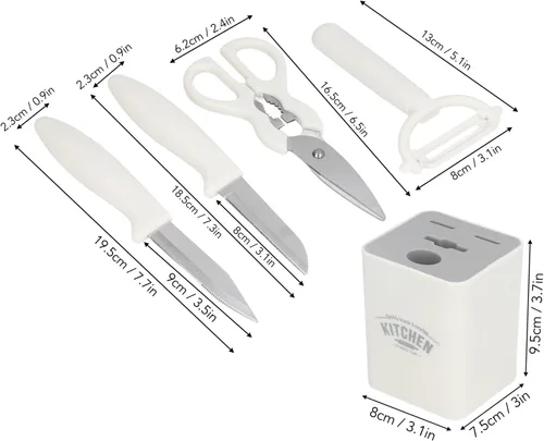 Miniatura 2 de Juego de cuchillos con bloque, juegos de cuchillos de cocina de 5 piezas con cuchillos de acero inoxidable, tijeras y pelador para carne de frutas