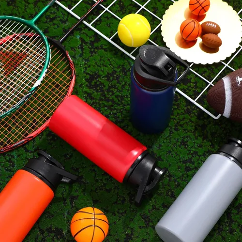 Miniatura 4 de Yinder 16 botellas de agua de aluminio a granel multicolor reutilizables con tapas a presión, paquete múltiple de botellas de agua al vacío