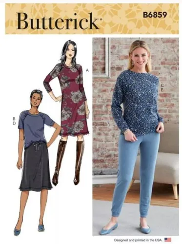 Butterick B6859ZZ - Kit de patrón de costura para vestido de mujer, parte superior, falda y pantalones, código B6859, tallas L-XL/XXL