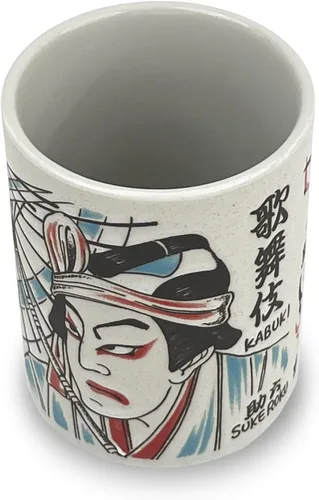 Miniatura 8 de Taza de té japonesa - Cerámica 9 fl oz, Yunomi taza, sushi hecho en Japón (C3-16 Kabuki sukeroku)