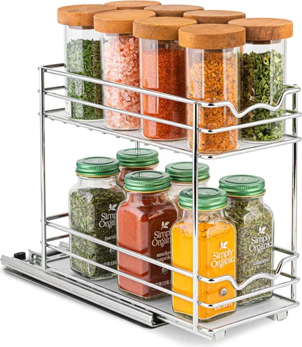 Miniatura 17 de Organizador de especias para gabinete, estante de especias extraíble para armarios de cocina superior, para especias, salsas, alimentos enlatados
