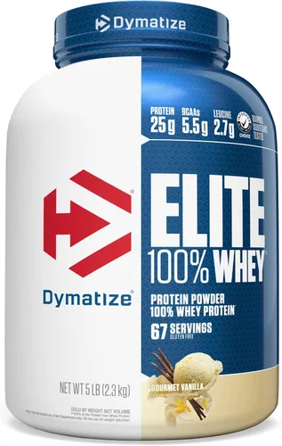 Miniatura 9 de Dymatize Elite 100% proteína de suero en polvo, L-leucina, absorción rápida y digestión rápida para una recuperación muscular óptima, vainilla