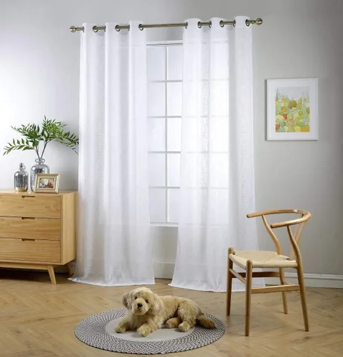 Miniatura 15 de Cortinas para sala de estar de 2 paneles (2 x 37 pulgadas de ancho), cortinas con textura de lino, con ojales, de la marca Miuco