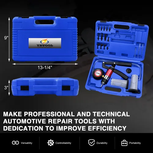 Miniatura 6 de YSTOOL Kit de herramientas de purga de vacío de mano y bomba de presión para líquido de freno y embrague, juego de cambio de aceite y sistema de Azul