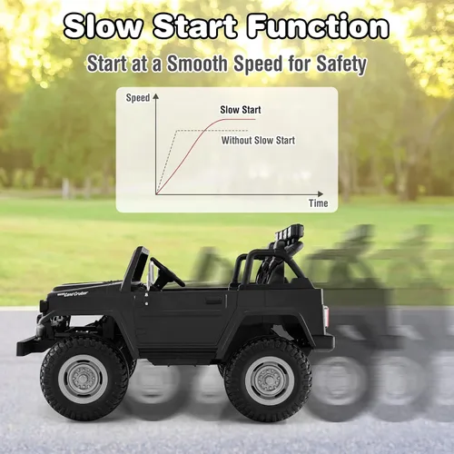 Miniatura 7 de Costzon Auto de 2 plazas, camión Toyota FJ40 con licencia de 12 V con control remoto de 2.4 G, suspensión de resorte, caja de almacenamiento, luces
