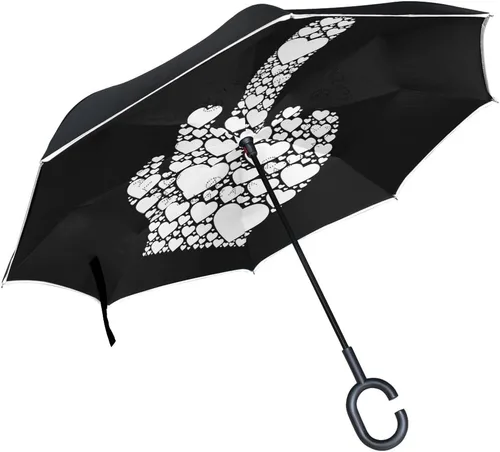ALAZA - Paraguas invertido, diseño de corazón de amor, color negro