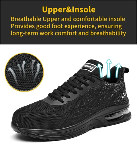 Miniatura 2 de Zapatos de punta de acero para hombre, zapatos de trabajo de seguridad antideslizantes ligeros y cómodos para hombre, calzado a prueba de pinchazos