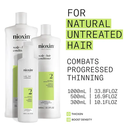Miniatura 3 de Nioxin System 2 - Acondicionador de cuero cabelludo + engrosamiento del cabello para cabello natural con adelgazamiento progresado Aumenta