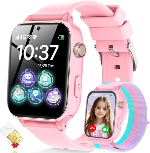 Miniatura 9 de MOKAST Reloj inteligente para niños y niñas, reloj para niños de 4 a 12 años, relojes con pantalla táctil con 15 juegos, cámara de video
