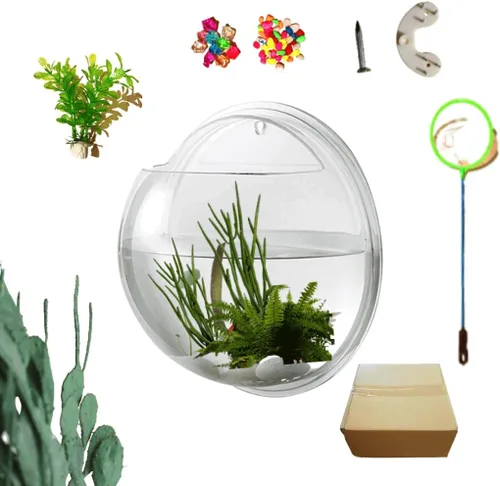 Maceta pecera Yooyoo acuario creativo de acrílico colgante montado en la pared para plantas acuáticas, maceta acuario decorativa con forma de