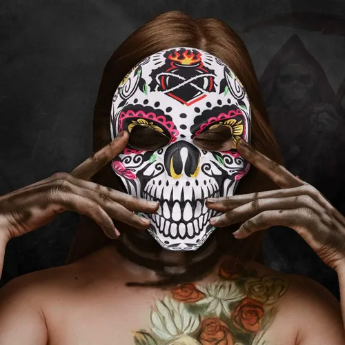 Miniatura 2 de BaronHong Máscara de calavera de azúcar del Día de los Muertos, máscara de Halloween para cosplay, fiesta mexicana, suministros de disfraces