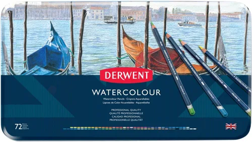 Miniatura 2 de Lápices de colores Derwent WaterColour, lápices acuarelables, para dibujo y arte, en estuche metálico, 72 unidades (32889)