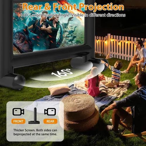 Miniatura 2 de Estgora Pantalla de cine inflable de 14 pies para exteriores, pantalla de proyector inflable para pantallas de proyección delanteras y traseras