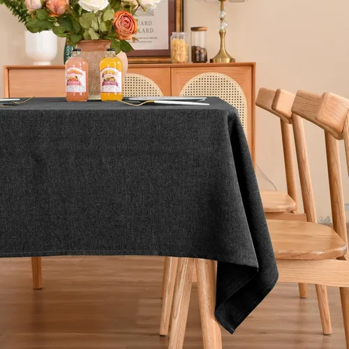 Miniatura 25 de Mantel rectangular de 55 x 95 pulgadas, impermeable, resistente a las manchas y a las arrugas, lavable, mantel de lino sintético resistente, mantel