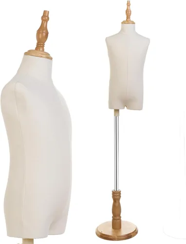 Miniatura 9 de Maniquí de forma de vestido para niños con soporte de madera para ventana de ropa (S(2-3 años))