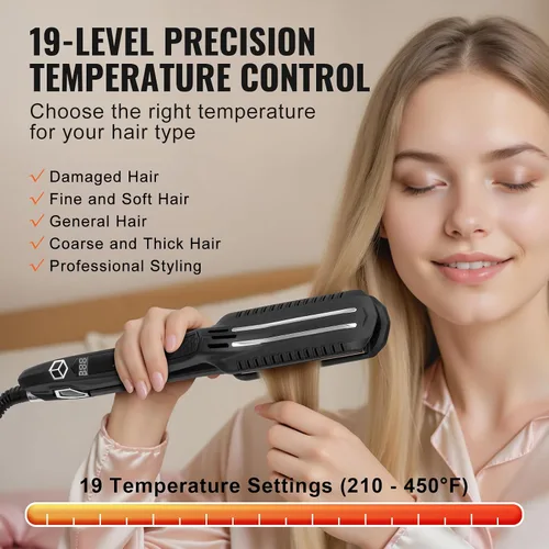 Miniatura 5 de Happybuy Plancha de pelo de titanio, ¡tu compañero de peinado ideal! Esta plancha de 1.5 pulgadas cuenta con calefacción por infrarrojos, una