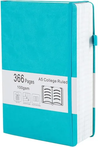 Miniatura 9 de Cuaderno grueso de rayas universitarias con 366 páginas numeradas, diarios A5 para escribir con papel rayado de 100GSM, cuadernos de cuero de tapa