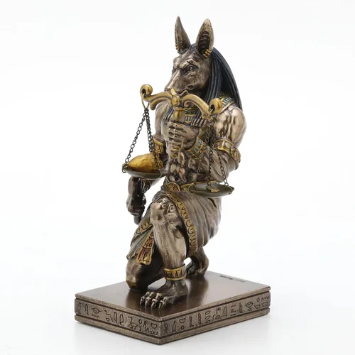 Miniatura 4 de Veronese Design 7 1/4" arrodillado Anubis Holding Escala de Verdad y Justicia Estatua de Resina Acabado Bronce Acabado en bronce fundido en frío