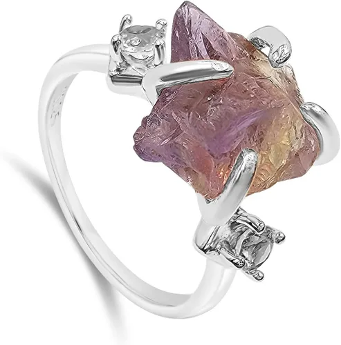 Miniatura 14 de Anillo de cristal crudo real con piedra natal, plata de ley, oro blanco, regalo de joyería para ella, regalo de Navidad, Día de la Madre