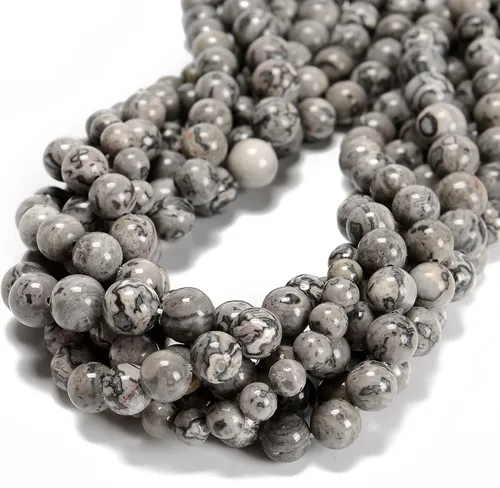 Miniatura 30 de 65 cuentas de jade blanco de 0.236 pulgadas, piedra natural, piedras preciosas redondas auténticas para hacer pulseras de bricolaje, joyas, cuerdas