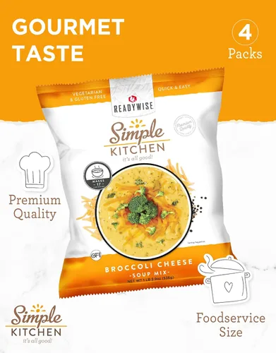 Miniatura 5 de Simple Kitchen - Mezcla de sopa de queso y brócoli, 17 porciones para preparación de comidas, vegetariana, sin gluten y liofilizada, sopa de brócoli