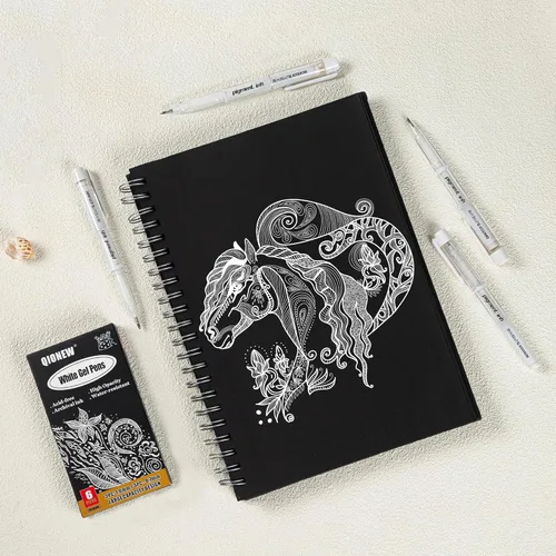 Miniatura 5 de Qionew Bolígrafos de gel blanco de 0.039 pulgadas, punta fina opaca de 0.028 in para dibujo de papel negro, resaltado artístico, diario de viñetas