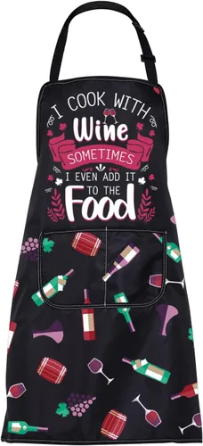 Miniatura 8 de FUSTMW Delantales de vino con bolsillos para cocinar vino, cocina, chef y barbacoa